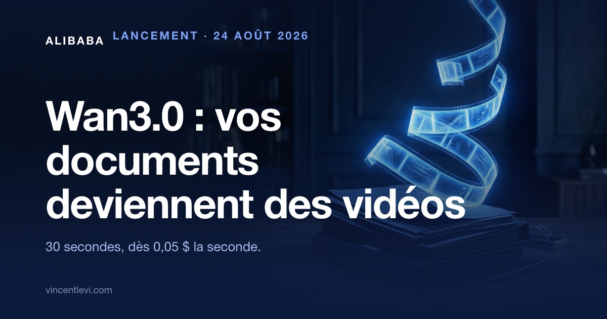 Wan3.0, le nouveau modèle vidéo d’Alibaba, transforme un PDF, un PowerPoint ou un tableur en vidéo de 30 secondes, dès 0,05 dollar la seconde