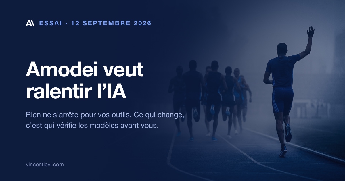 Le 12 septembre 2026, Dario Amodei, patron d’Anthropic, a publié un essai demandant de ralentir volontairement le rythme d’amélioration des modèles d’IA, sans arrêter ni l’entraînement ni les produits ; Sam Altman, patron d’OpenAI, s’est rallié à cette position quelques heures plus tard