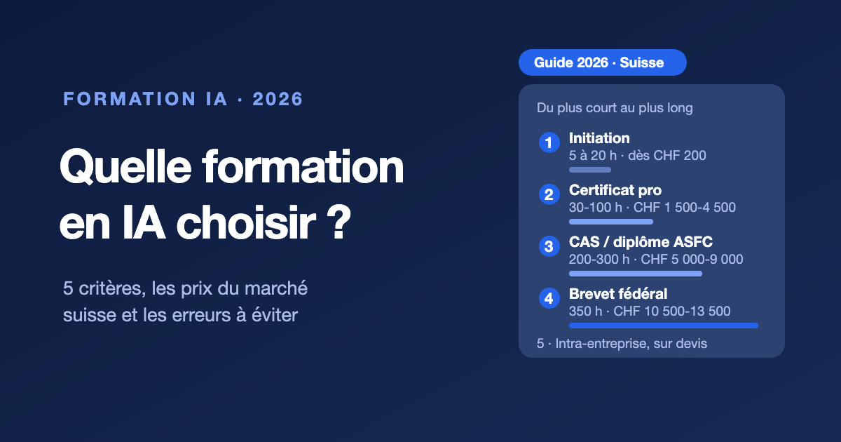 Quelle formation en intelligence artificielle choisir en 2026 : cinq types de formations comparés, de l’initiation au brevet fédéral
