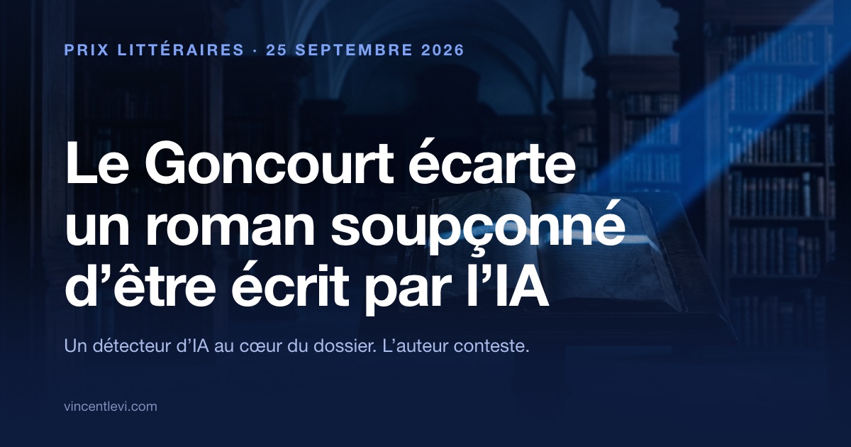 Le 25 septembre 2026, l’Académie Goncourt a retiré de sa première sélection le roman C’était ça ou mourir de Thélyson Orélien, qu’elle juge selon toute vraisemblance très largement écrit par une intelligence artificielle sur la foi d’analyses menées notamment avec le détecteur Pangram ; l’auteur conteste