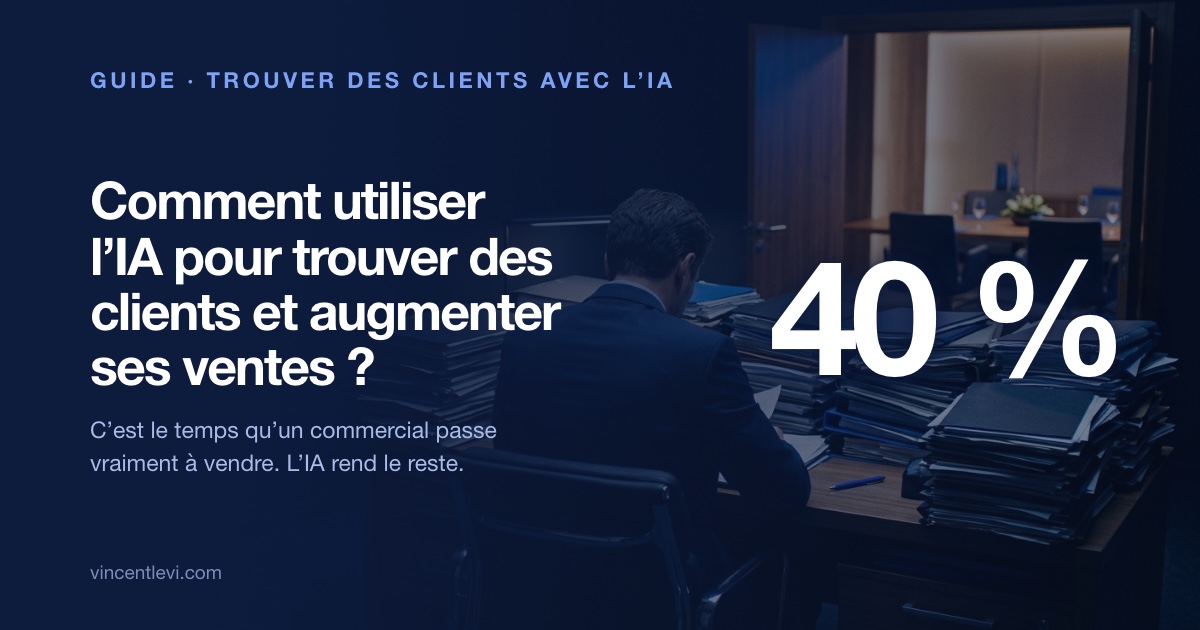Utiliser l’IA pour trouver des clients et augmenter ses ventes : un commercial ne passe que 40 % de son temps à vendre selon Salesforce, l’IA rend le reste en dressant les listes, en préparant les contacts et en rédigeant les relances, mais la conversation qui conclut reste humaine
